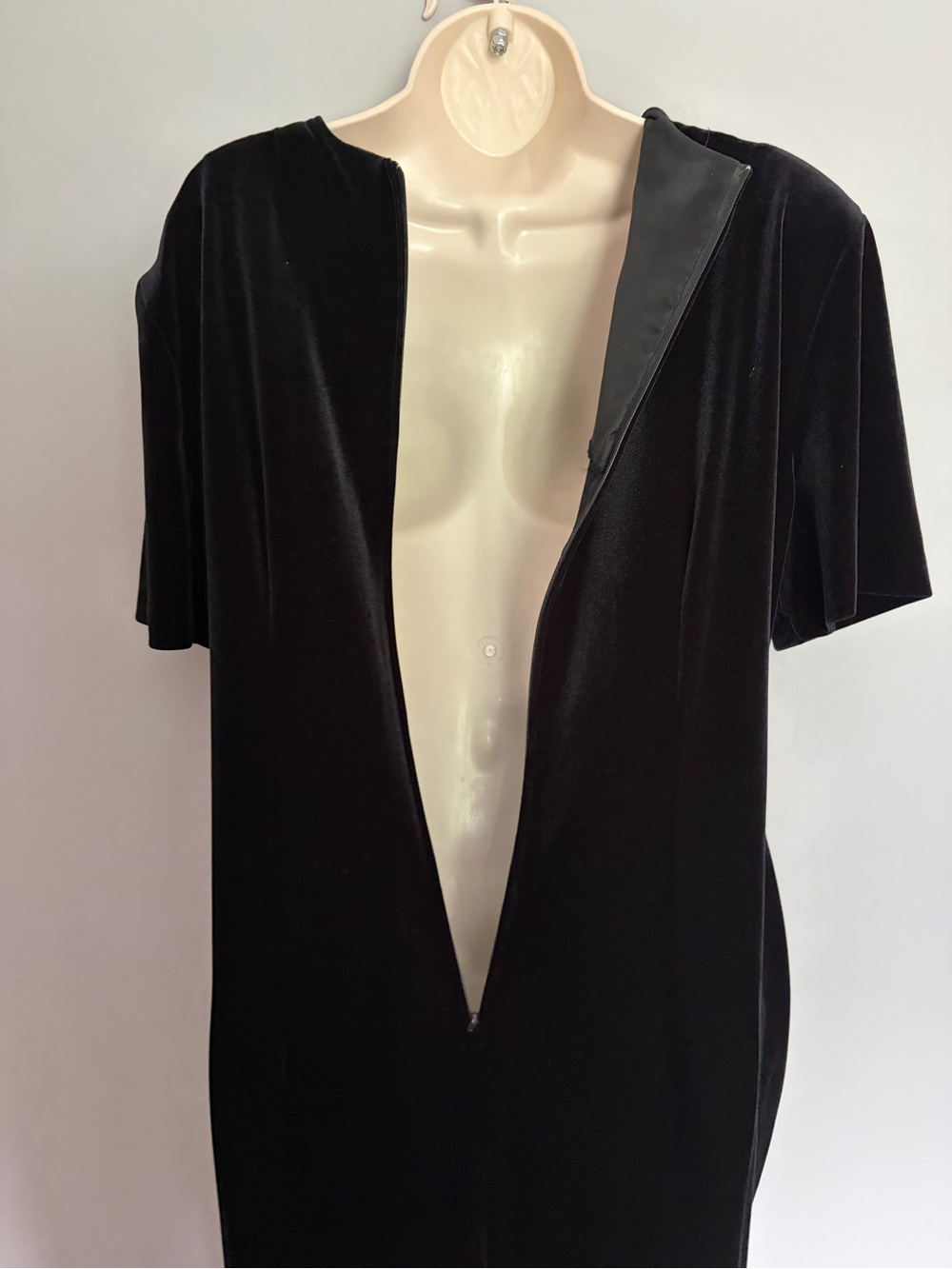 Vintage 90s Grunge Maxi Dress Size XL Black Velvet Dark Whimsygoth Cage Neckline - Picture 6 of 13